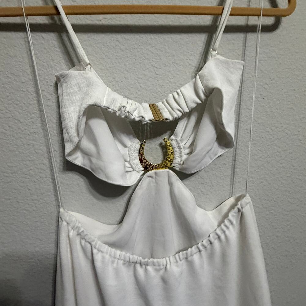 NWT Rumer Lunar Cutout Maxi Dress Size S Rare Sample White Gold Hardware Resort - Picture 7 of 11
